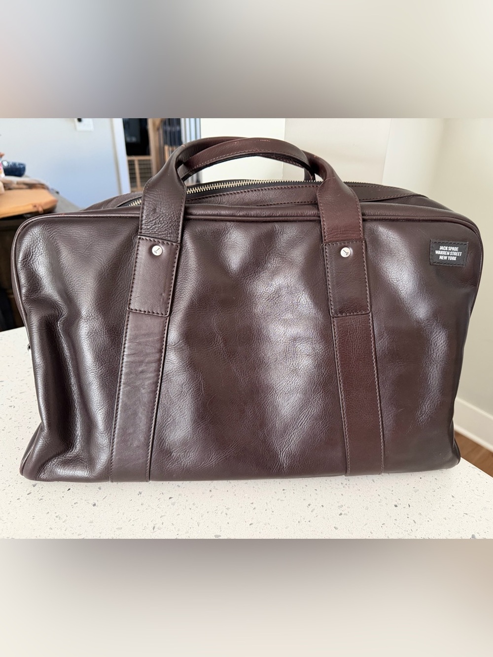 Jack Spade Brown Leather Weekender Bag